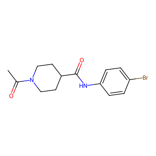 1-acetyl-N-(4-bromophenyl)piperidine-4-carboxamide structure
