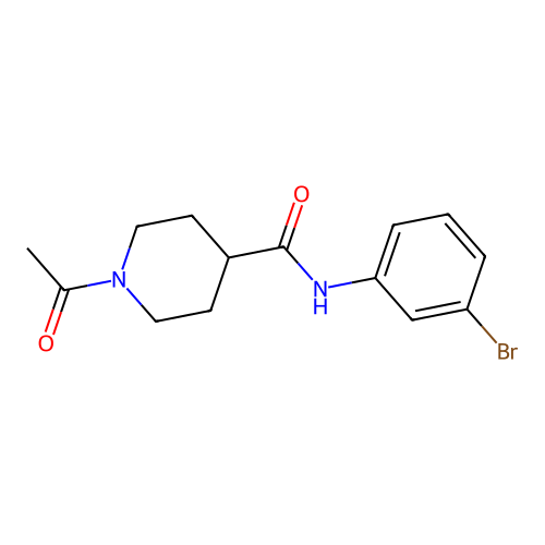1-acetyl-N-(3-bromophenyl)piperidine-4-carboxamide structure