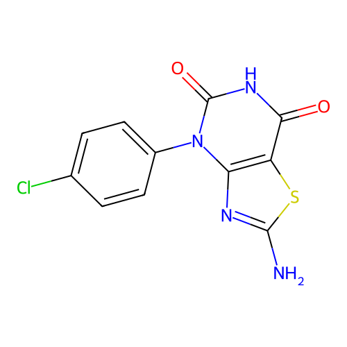 2-amino-4-(4-chlorophenyl)thiazolo[4,5-d]pyrimidine-5,7(4H,6H)-dione structure