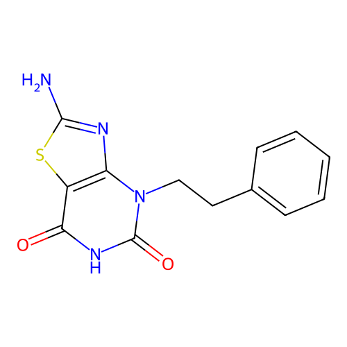 2-amino-4-phenethylthiazolo[4,5-d]pyrimidine-5,7(4H,6H)-dione structure