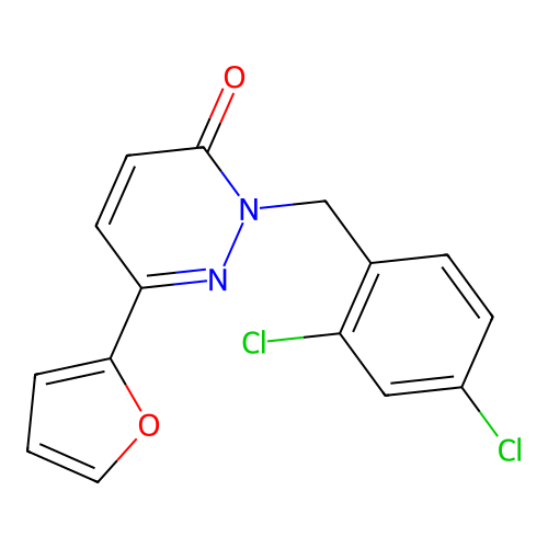 2-(2,4-dichlorobenzyl)-6-(furan-2-yl)pyridazin-3(2H)-one structure