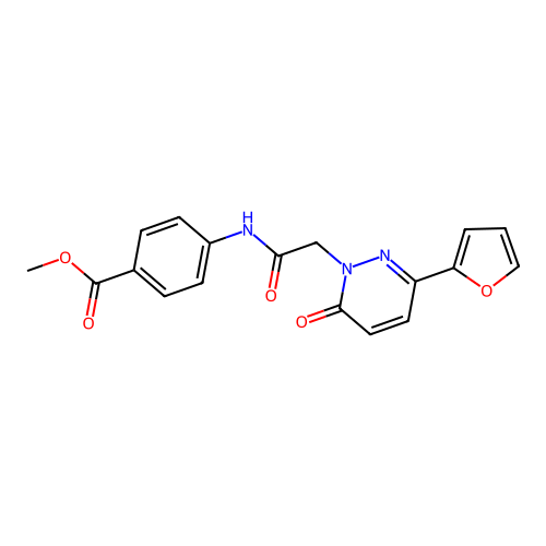 methyl 4-({[3-(furan-2-yl)-6-oxopyridazin-1(6H)-yl]acetyl}amino)benzoate structure