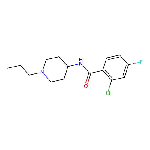 2-chloro-4-fluoro-N-(1-propylpiperidin-4-yl)benzamide structure