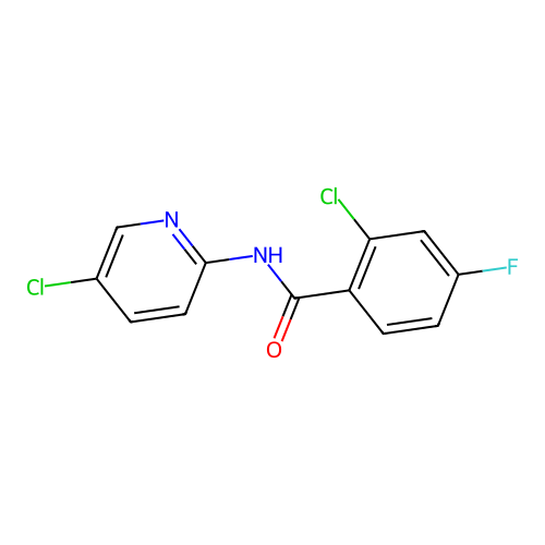 2-chloro-N-(5-chloropyridin-2-yl)-4-fluorobenzamide structure