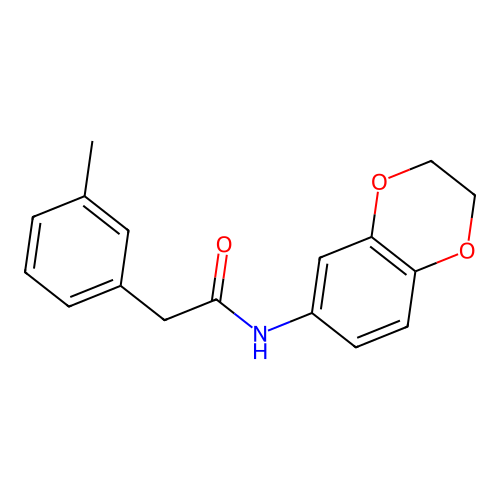 N-(2,3-dihydro-1,4-benzodioxin-6-yl)-2-(3-methylphenyl)acetamide structure