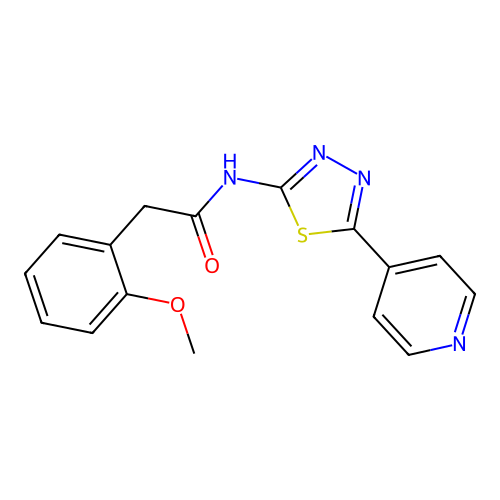 2-(2-methoxyphenyl)-N-(5-pyridin-4-yl-1,3,4-thiadiazol-2-yl)acetamide structure