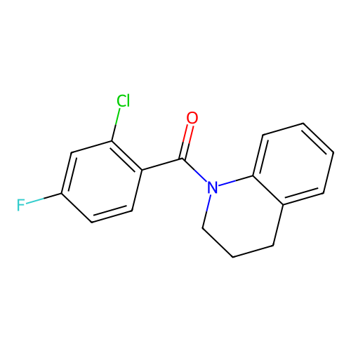 (2-chloro-4-fluorophenyl)-(3,4-dihydro-2H-quinolin-1-yl)methanone structure