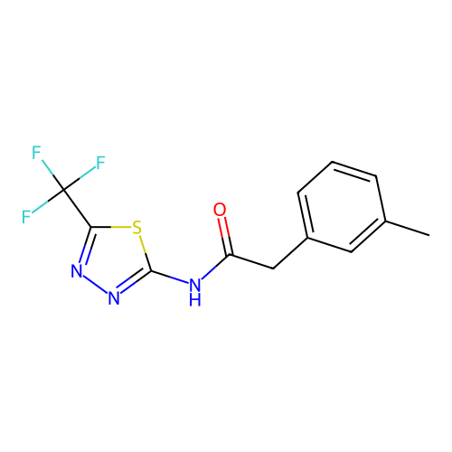 2-(3-methylphenyl)-N-[5-(trifluoromethyl)-1,3,4-thiadiazol-2-yl]acetamide structure