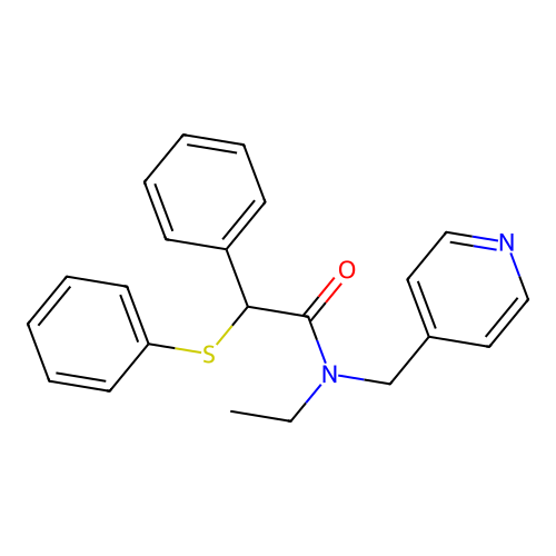 N-ethyl-2-phenyl-2-phenylsulfanyl-N-(pyridin-4-ylmethyl)acetamide structure