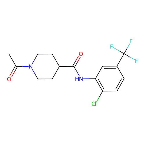 1-acetyl-N-[2-chloro-5-(trifluoromethyl)phenyl]piperidine-4-carboxamide structure
