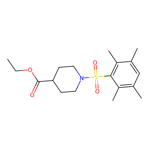 Ethyl 1-[(2,3,5,6-tetramethylphenyl)sulfonyl]piperidine-4-carboxylate structure