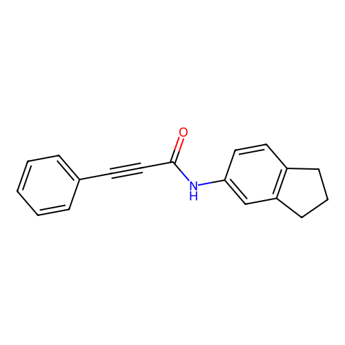 N-(2,3-dihydro-1H-inden-5-yl)-3-phenylprop-2-ynamide structure