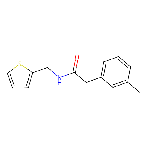 2-(3-methylphenyl)-N-(thiophen-2-ylmethyl)acetamide structure