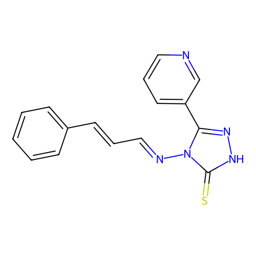 4-[(E)-3-Phenyl-prop-2-en-(E)-ylideneamino]-5-pyridin-3-yl-4H-[1,2,4]triazole-3-thiol structure