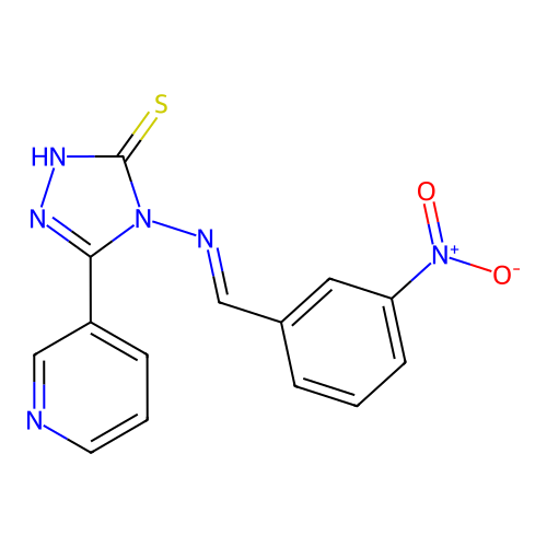 4-[(3-nitrobenzylidene)amino]-5-(3-pyridinyl)-4H-1,2,4-triazole-3-thiol structure