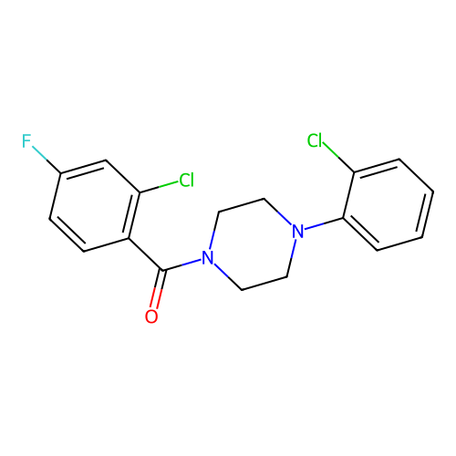 (2-Chloro-4-fluorophenyl)-[4-(2-chlorophenyl)piperazin-1-yl]methanone structure