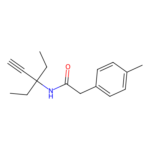 N-(3-ethylpent-1-yn-3-yl)-2-(4-methylphenyl)acetamide structure