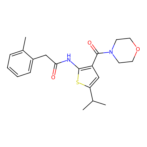 2-(2-methylphenyl)-N-[3-(morpholine-4-carbonyl)-5-propan-2-ylthiophen-2-yl]acetamide structure