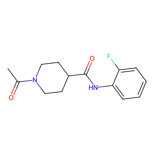 1-acetyl-N-(2-fluorophenyl)piperidine-4-carboxamide structure