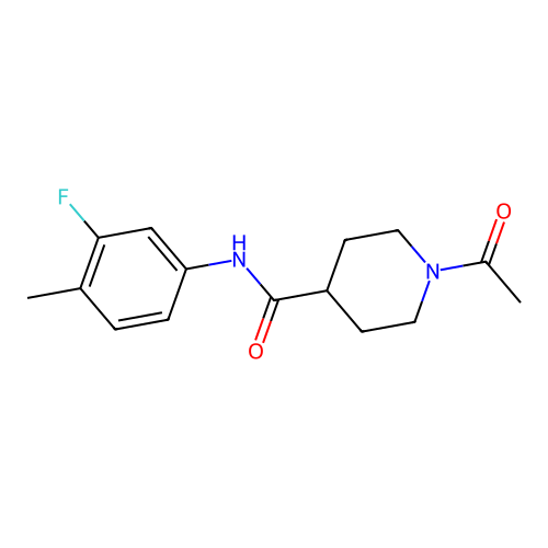 1-acetyl-N-(3-fluoro-4-methylphenyl)piperidine-4-carboxamide structure