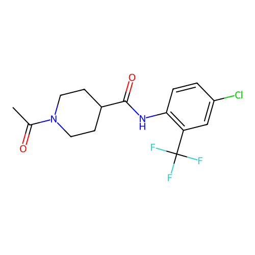 1-acetyl-N-[4-chloro-2-(trifluoromethyl)phenyl]piperidine-4-carboxamide structure