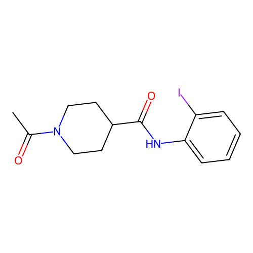 1-acetyl-N-(2-iodophenyl)piperidine-4-carboxamide structure