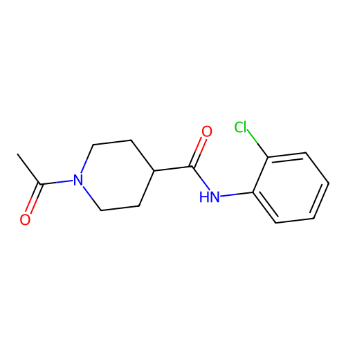 1-acetyl-N-(2-chlorophenyl)piperidine-4-carboxamide structure