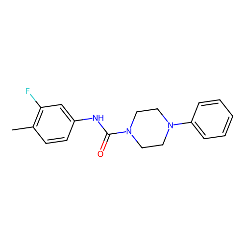 N-(3-fluoro-4-methylphenyl)-4-phenylpiperazine-1-carboxamide structure