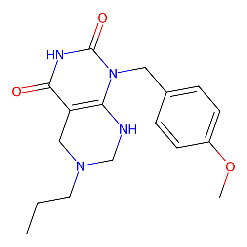1-(4-methoxybenzyl)-6-propyl-5,6,7,8-tetrahydropyrimido[4,5-d]pyrimidine-2,4(1H,3H)-dione structure