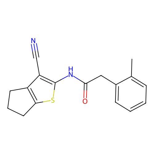 N-(3-cyano-5,6-dihydro-4H-cyclopenta[b]thiophen-2-yl)-2-(2-methylphenyl)acetamide structure