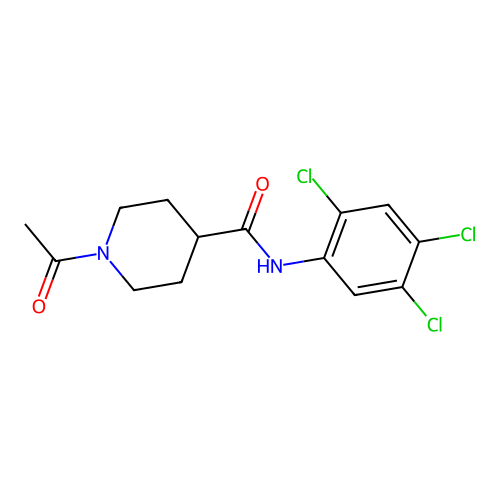 1-acetyl-N-(2,4,5-trichlorophenyl)piperidine-4-carboxamide structure