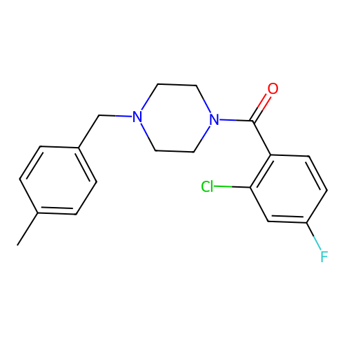 (2-Chloro-4-fluorophenyl)-[4-[(4-methylphenyl)methyl]piperazin-1-yl]methanone structure