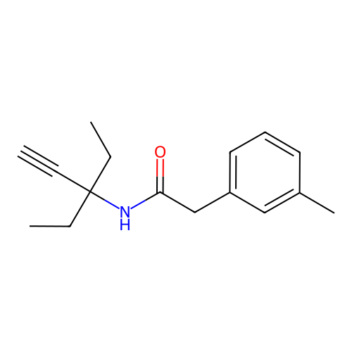 N-(3-ethylpent-1-yn-3-yl)-2-(3-methylphenyl)acetamide structure
