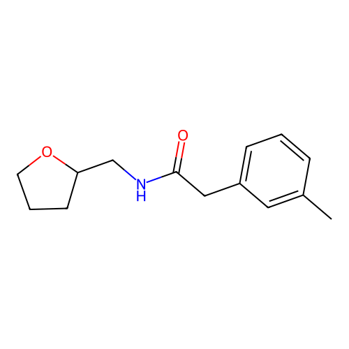2-(3-methylphenyl)-N-(oxolan-2-ylmethyl)acetamide structure