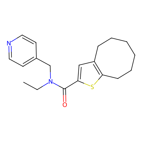 N-ethyl-N-(pyridin-4-ylmethyl)-4,5,6,7,8,9-hexahydrocycloocta[b]thiophene-2-carboxamide structure