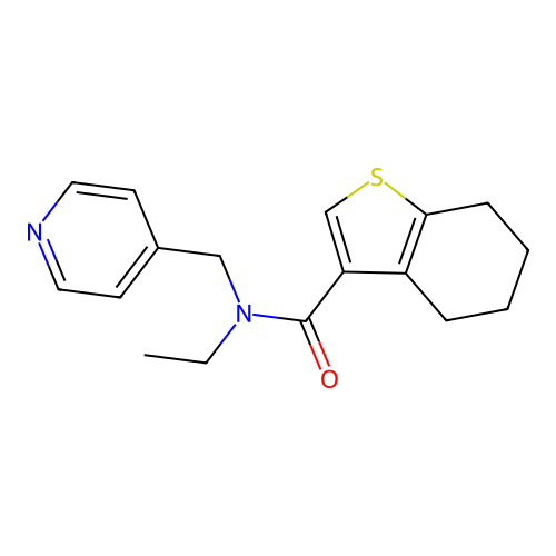 N-ethyl-N-(pyridin-4-ylmethyl)-4,5,6,7-tetrahydro-1-benzothiophene-3-carboxamide structure