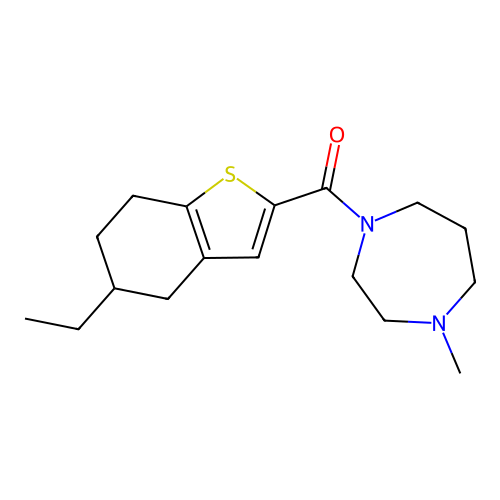 (5-ethyl-4,5,6,7-tetrahydro-1-benzothiophen-2-yl)(4-methyl-1,4-diazepan-1-yl)methanone structure