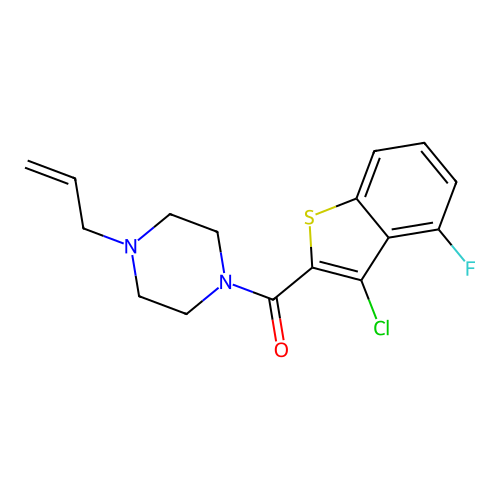 (3-Chloro-4-fluoro-1-benzothiophen-2-yl)-(4-prop-2-enylpiperazin-1-yl)methanone structure
