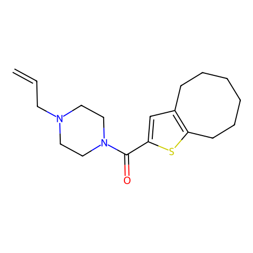 4,5,6,7,8,9-hexahydrocycloocta[b]thiophen-2-yl-(4-prop-2-enylpiperazin-1-yl)methanone structure
