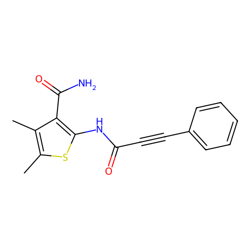 4,5-Dimethyl-2-(3-phenylprop-2-ynoylamino)thiophene-3-carboxamide structure