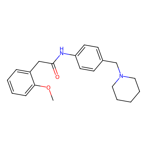 2-(2-methoxyphenyl)-N-[4-(piperidin-1-ylmethyl)phenyl]acetamide structure