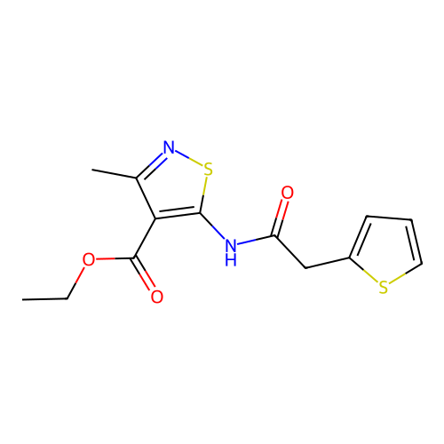 Ethyl 3-methyl-5-(2-(2-thienyl)acetylamino)isothiazole-4-carboxylate structure