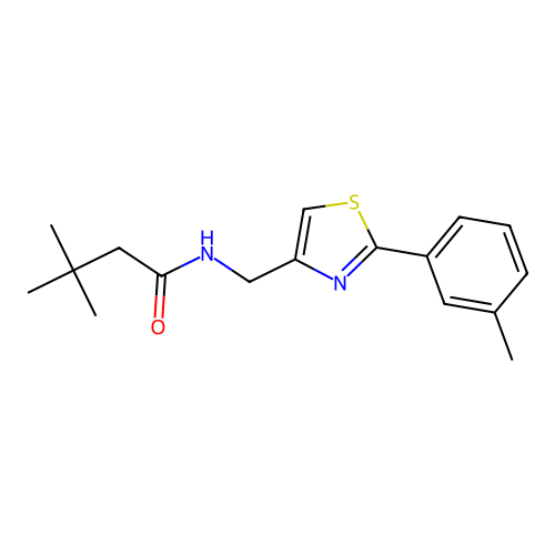 3,3-dimethyl-N-[[2-(3-methylphenyl)-1,3-thiazol-4-yl]methyl]butanamide structure