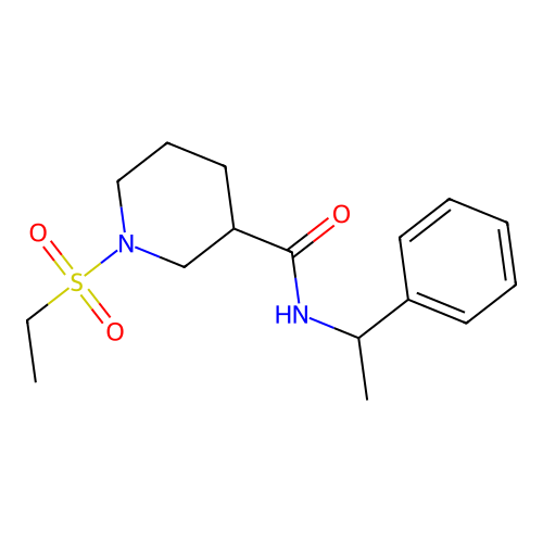 1-ethylsulfonyl-N-(1-phenylethyl)piperidine-3-carboxamide structure