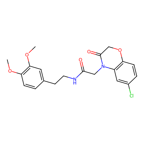 2-(6-chloro-3-oxo-1,4-benzoxazin-4-yl)-N-[2-(3,4-dimethoxyphenyl)ethyl]acetamide structure