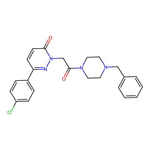 2-[2-(4-benzylpiperazin-1-yl)-2-oxoethyl]-6-(4-chlorophenyl)pyridazin-3(2H)-one structure