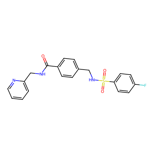 4-({[(4-fluorophenyl)sulfonyl]amino}methyl)-N-(pyridin-2-ylmethyl)benzamide structure