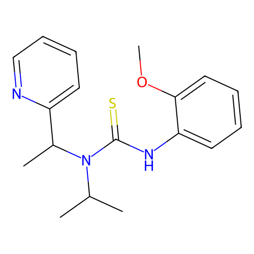 N-isopropyl-N'-(2-methoxyphenyl)-N-(1-pyridin-2-ylethyl)thiourea structure