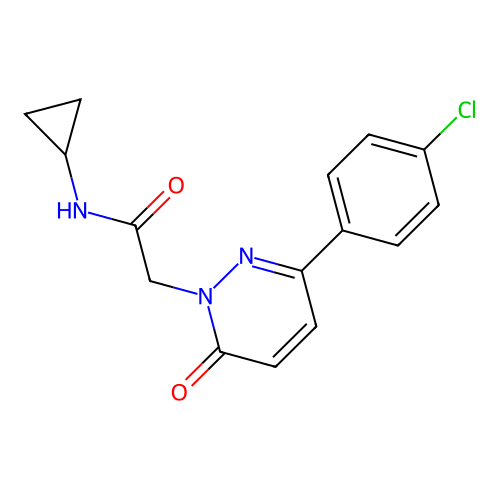 2-[3-(4-chlorophenyl)-6-oxopyridazin-1(6H)-yl]-N-cyclopropylacetamide structure