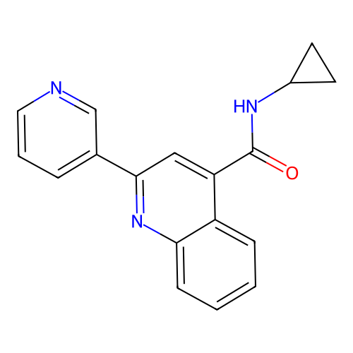 N-cyclopropyl-2-(pyridin-3-yl)quinoline-4-carboxamide structure